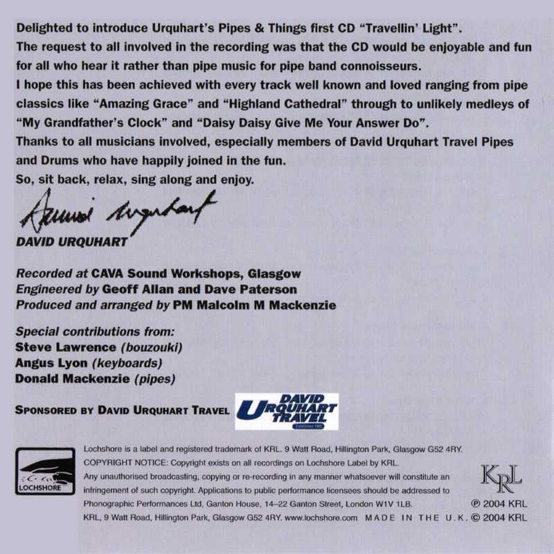 Urquhart's Pipes & Things Travelling Light CDLDS7005 CD back