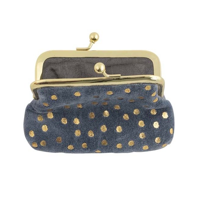 Velvet Clip Close Purse Blue 240948 open