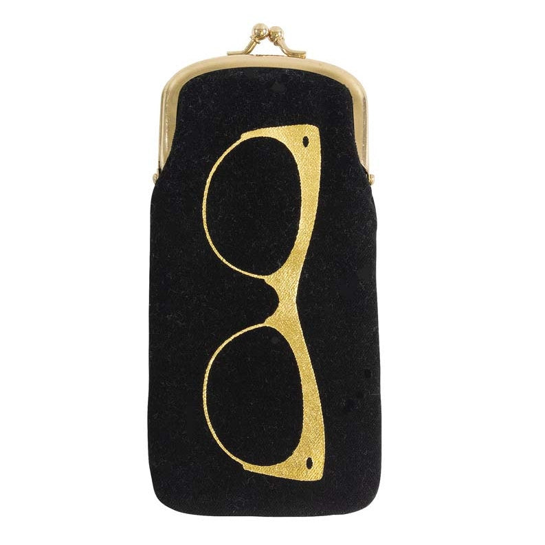 Velvet Glasses Case Black with Gold 210471 front