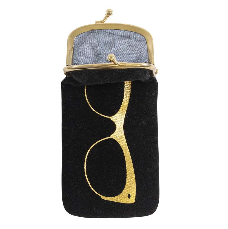 Velvet Glasses Case Black with Gold 210471 open