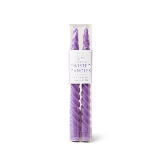 Twisted Taper Candles 10" Violet
