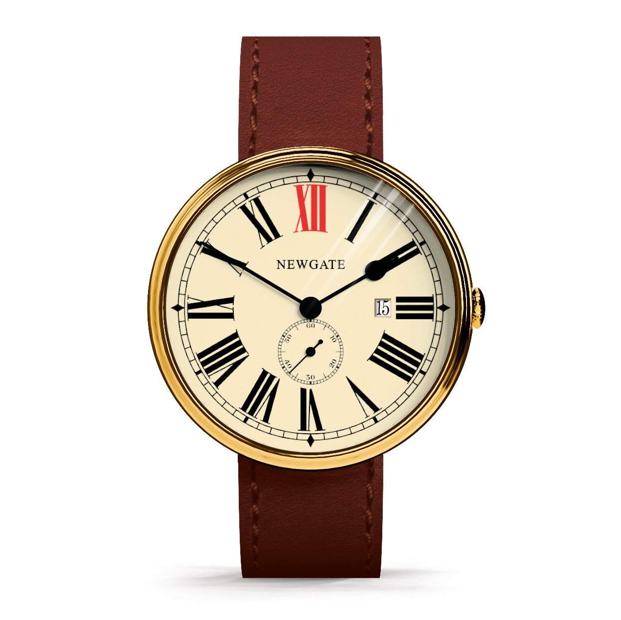Newgate Watches - The Ship Watch - Brass Case, Brown Strap