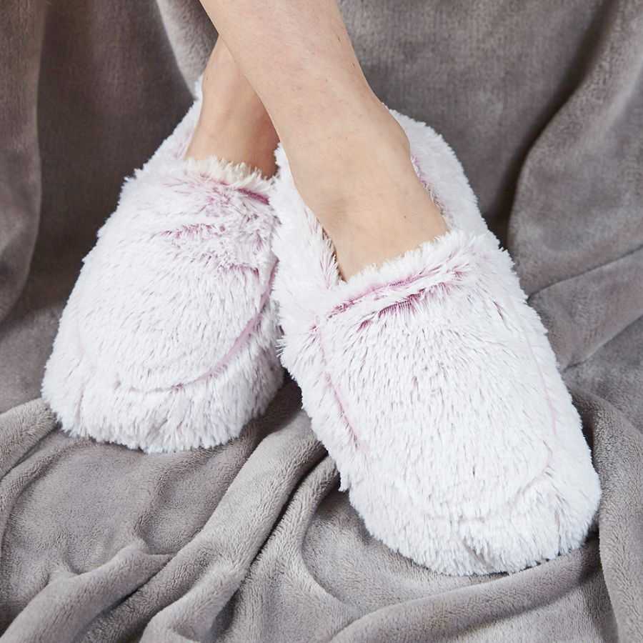 Warmies Microwaveable Slippers Pink on model