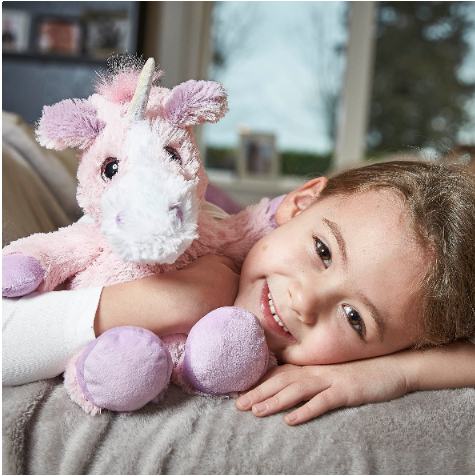 Warmies Microwaveable Plush Pink Unicorn with girl