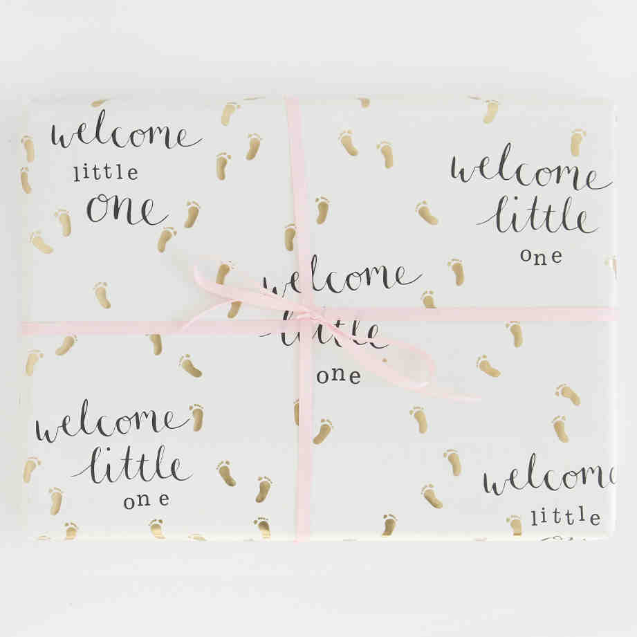 Welcome Little One Baby Feet Gift Wrap
