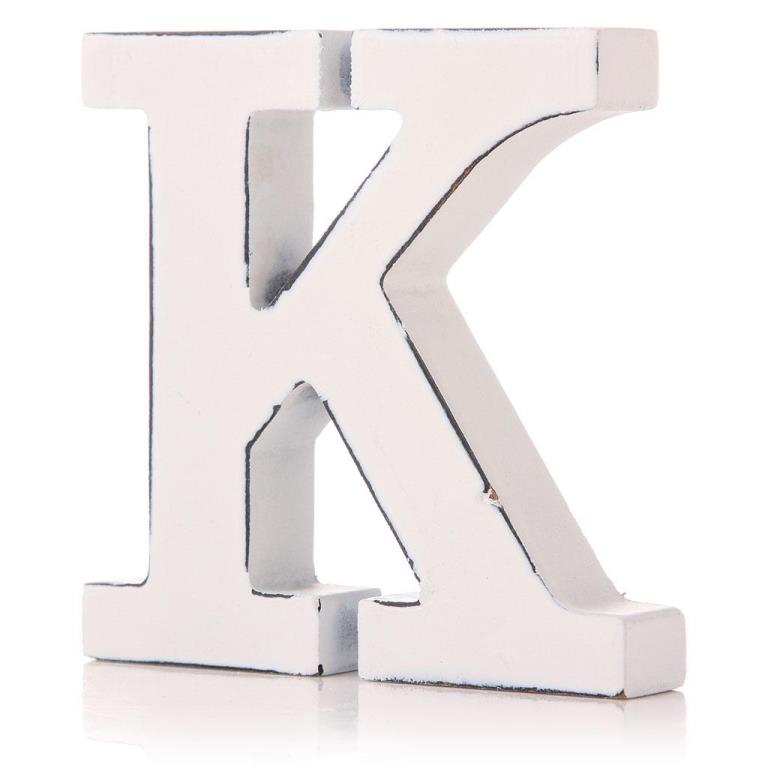 White Wooden Letter 11cm - K