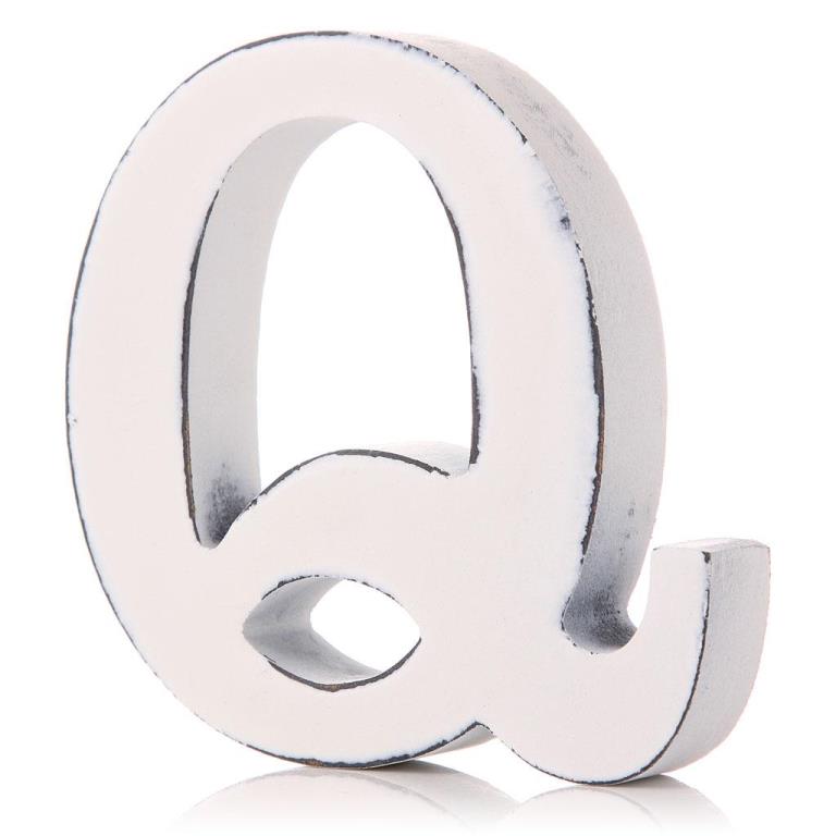 White Wooden Letter 11cm - Q