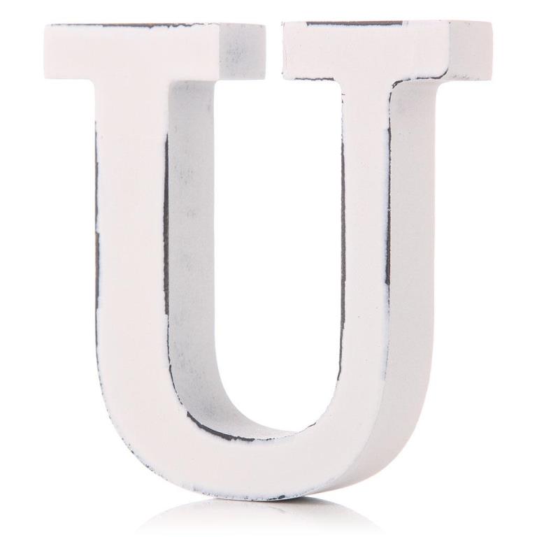 White Wooden Letter 11cm - U