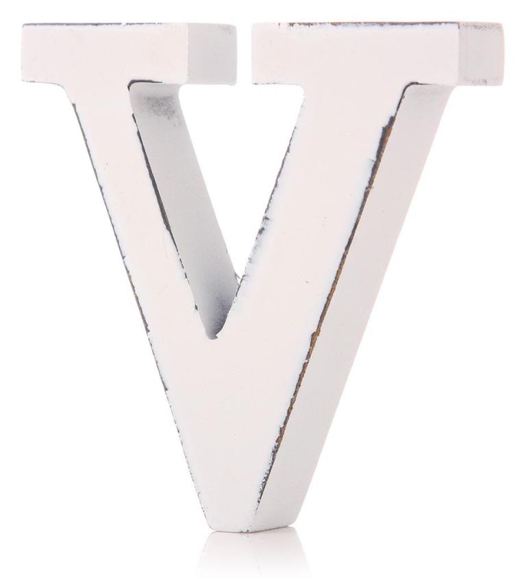 White Wooden Letter 11cm - V