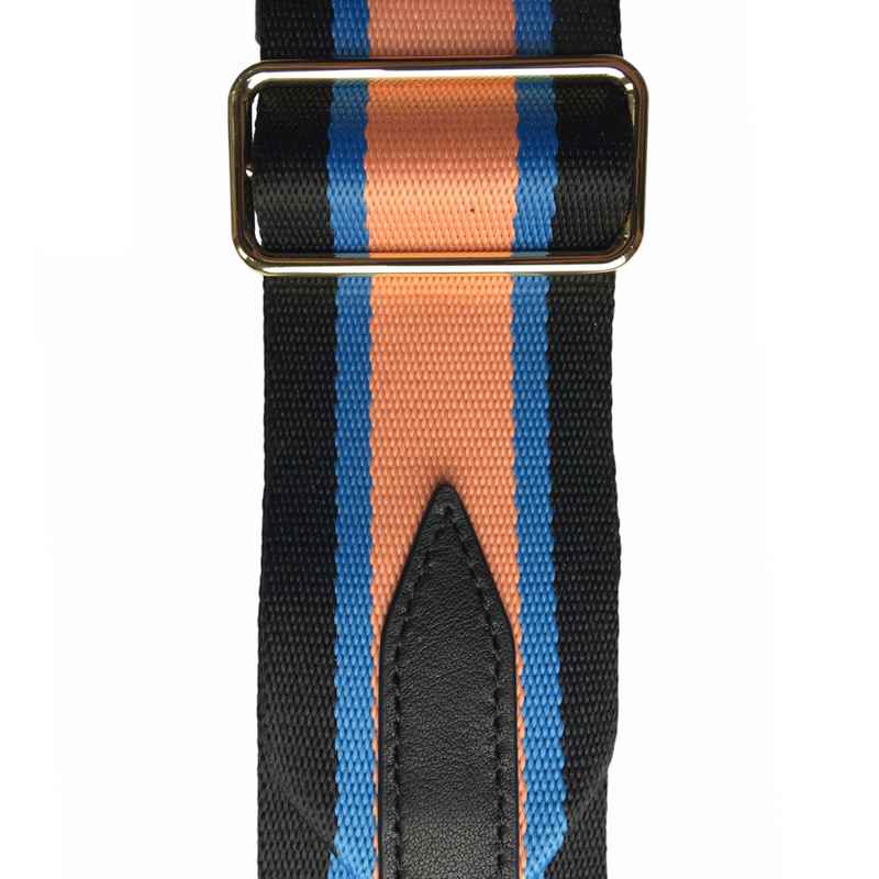 Wide Bag Strap Apricot & Blue Stripes detail