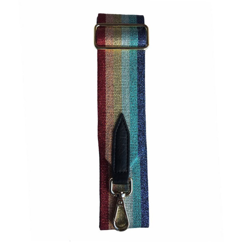 Wide Bag Strap Glittering Rainbow Stripes