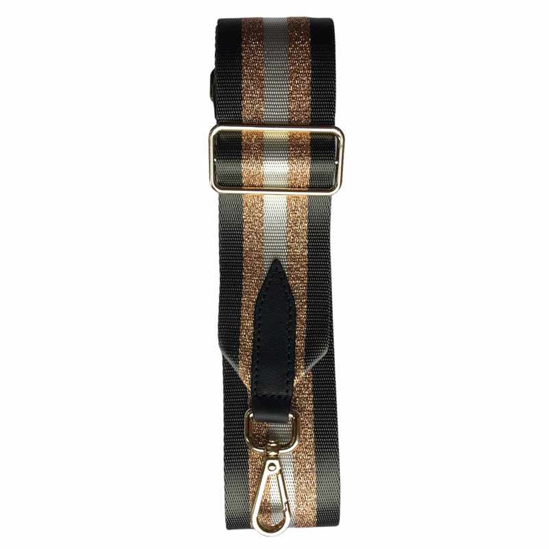 Wide Bag Strap Gold & Brown Stripes main