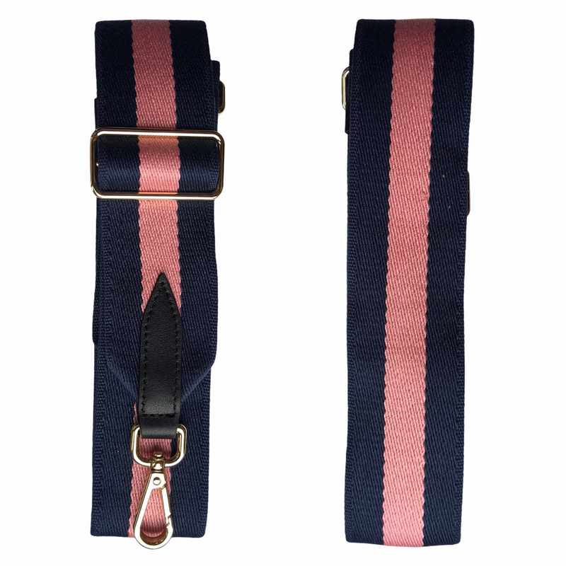 Wide Bag Strap Pink & Blue Stripes main
