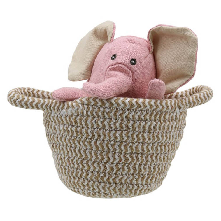 Wilberry Soft Toy Pets In Basket Elephant Pink WB001805 main