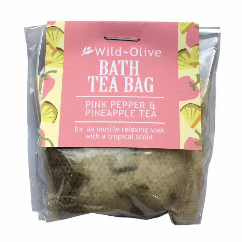 Wild Olive Bath Tea Bag Pink Pepper & Pineapple Tea front
