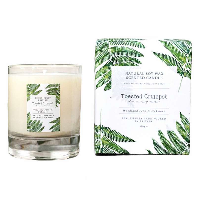 Woodland Fern and Oakmoss Glass Candle BC23 with box