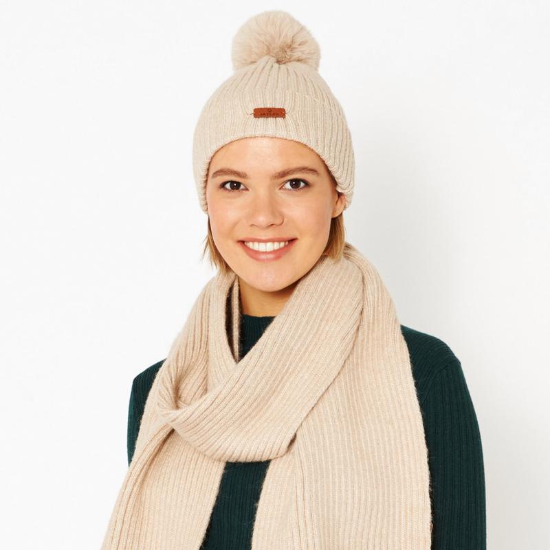 Wool Faux Fur PomPom Hat Mocha CSDT125A-09 front