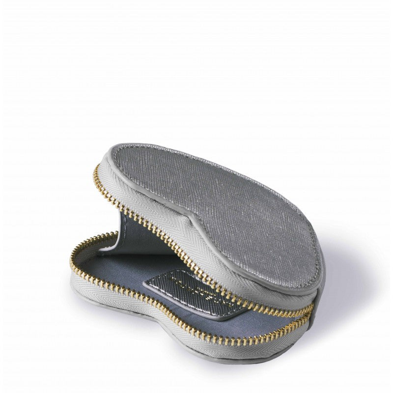 The Heart Purse - Metallic Silver open