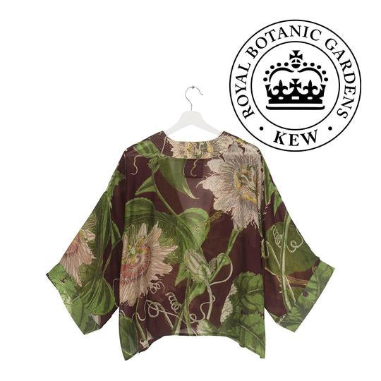 One Hundred Stars Kew Passion Flower Kimono Burgundy back
