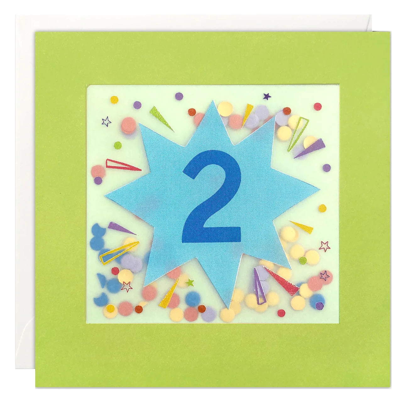 Age 2 Star Birthday Card with Paper Confetti