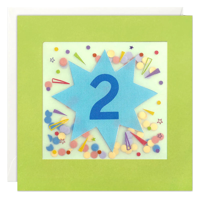 Age 2 Star Birthday Card with Paper Confetti