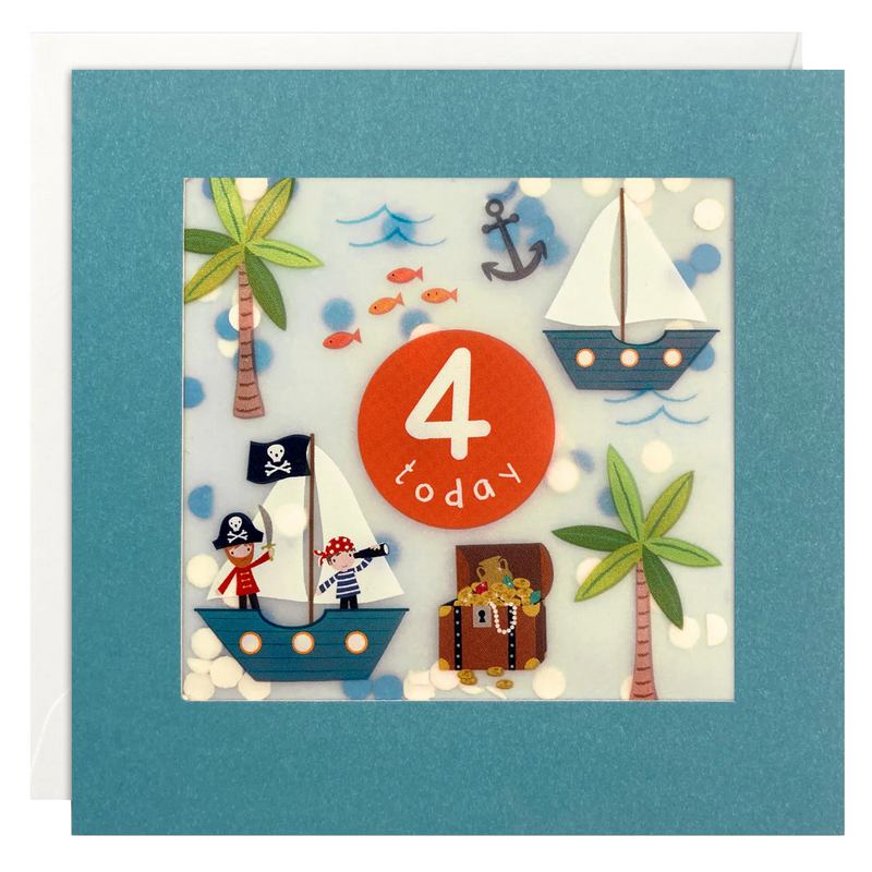 Age 4 Pirates Paper Shakies Card PP3718 main