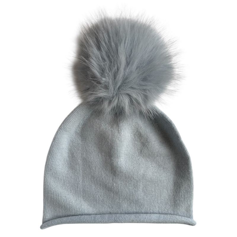 Alex Max Cappelli Faux Fur Pompom Hat Celeste CA402 front