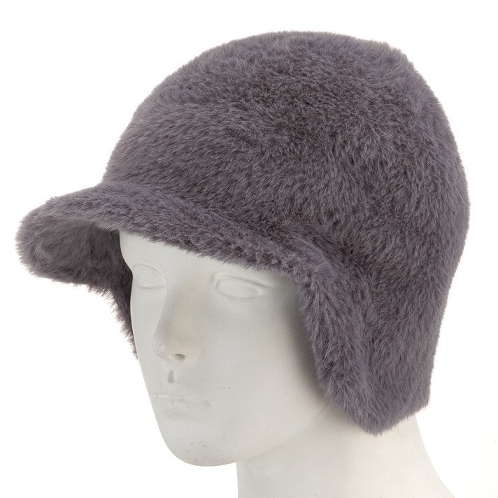 Alex Max Peaked Faux Fur Ear-warmer Hat in Grey