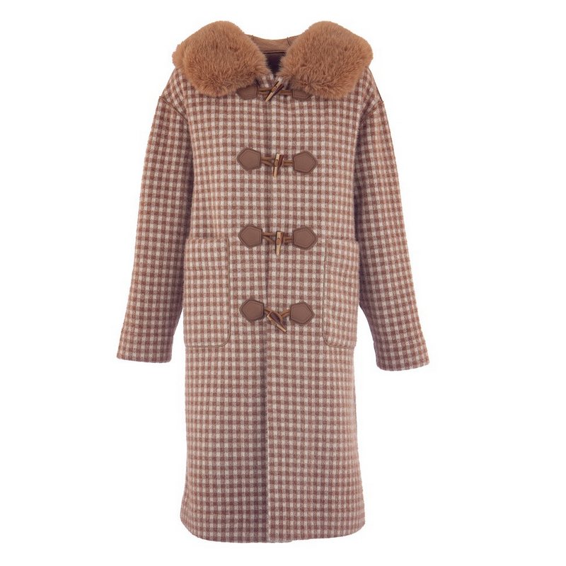 Alex Max Reversible Long-Line Duffle Coat in Taupe front