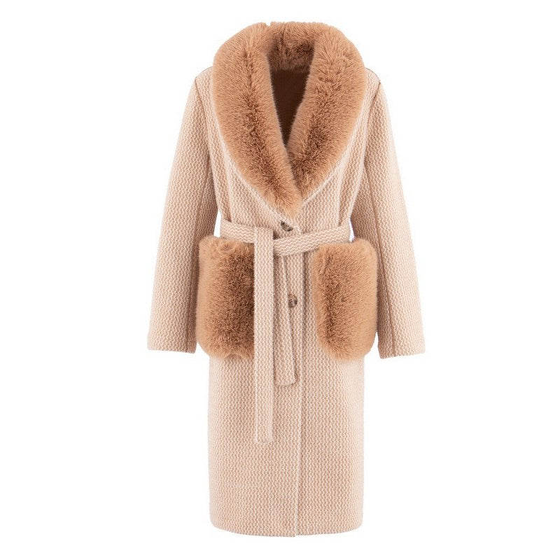 Alex Max Reversible Long-Line Jacket in Beige front