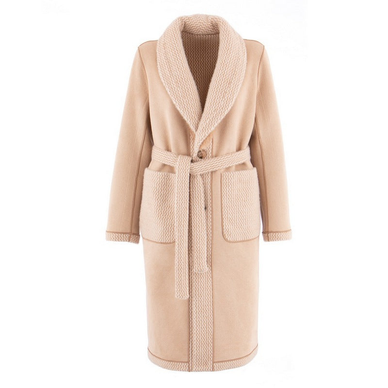 Alex Max Reversible Long-Line Jacket in Beige reversed front