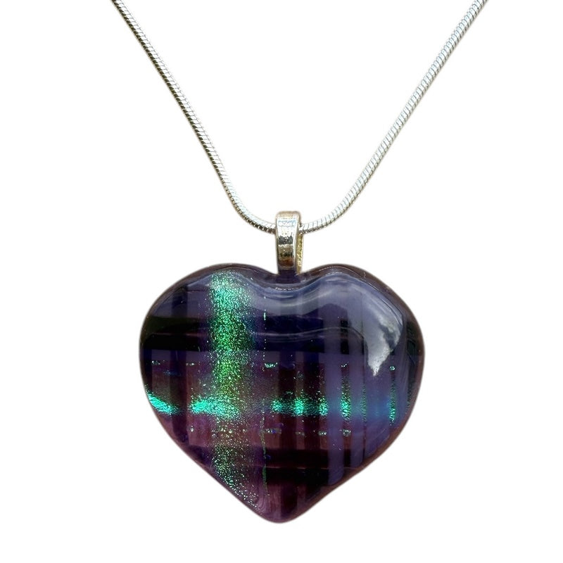 Alicia MacInnes Cara Tartan Fused Glass Baby Heart Necklace front 2
