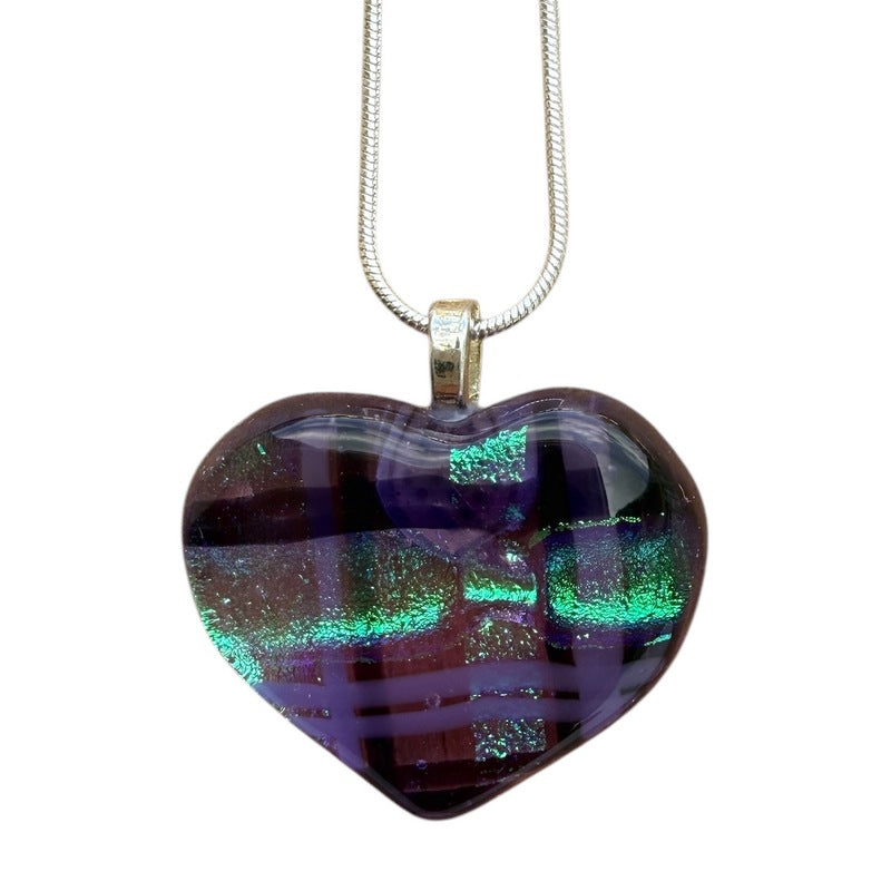 Alicia MacInnes Cara Tartan Fused Glass Baby Heart Necklace front 4