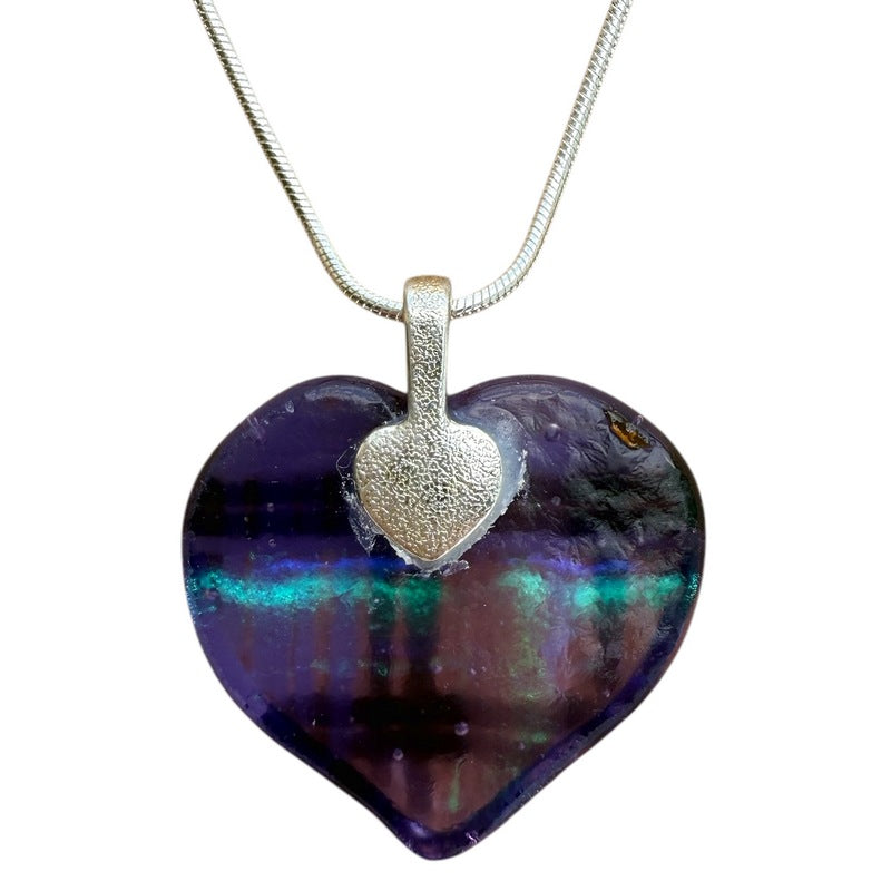 Alicia MacInnes Cara Tartan Fused Glass Baby Heart Necklace rear