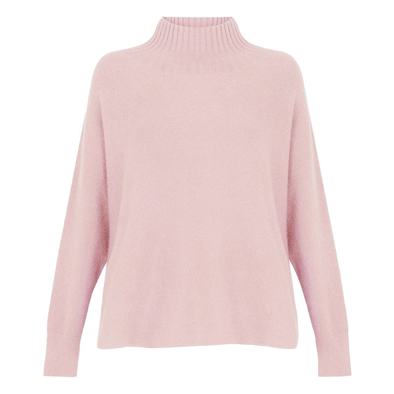 Amazing Woman Jolie Boxy High Neck Knit Pale Pink front