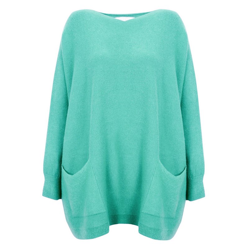 Amazing Woman Caryf X Oversized Jumper 2 Pockets in Summer Turquoise front