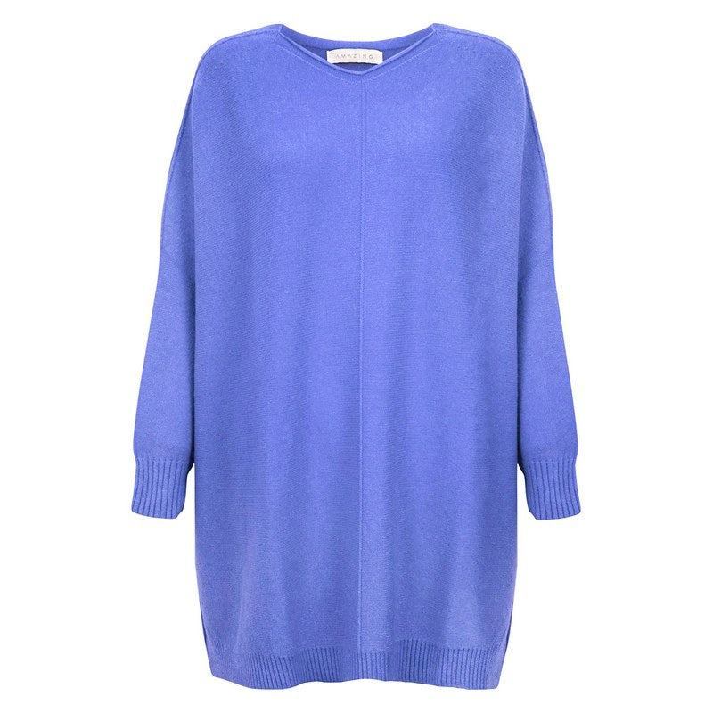 Amazing Woman Cassi X Oversized Front Seam Jumper in Bluette front