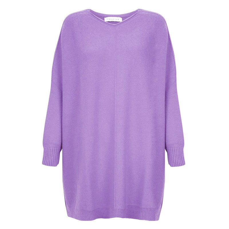 Amazing Woman Cassi X Oversized Front Seam Jumper in Lilac front