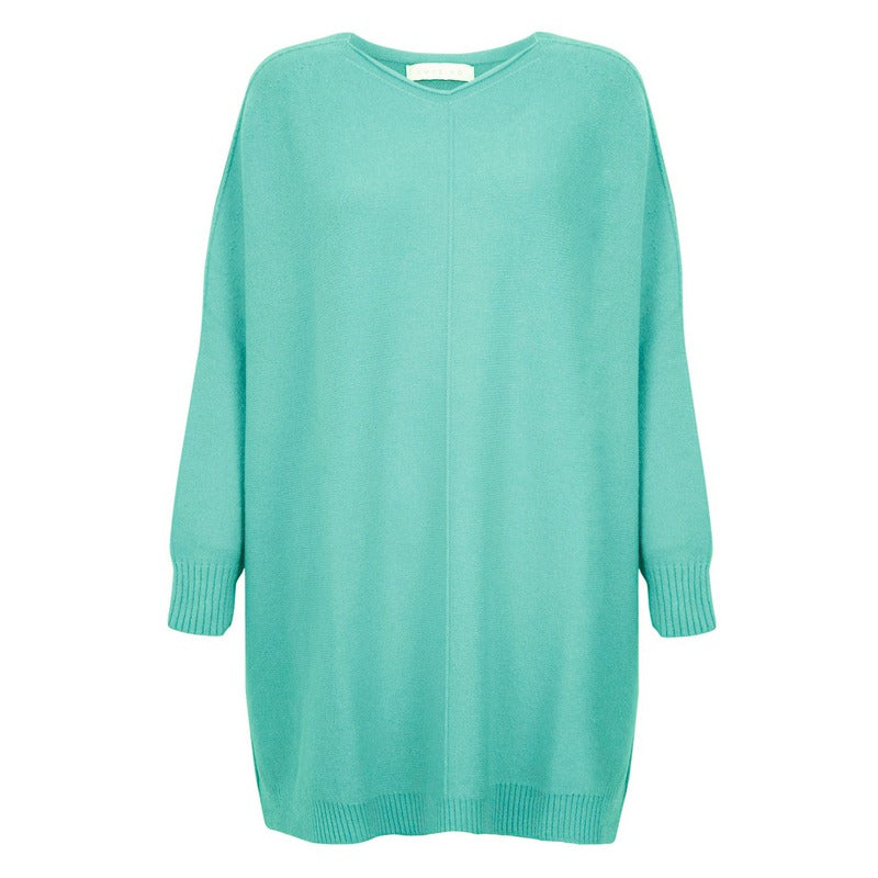 Amazing Woman Cassi X Oversized Front Seam Jumper in Summer Turquoise front