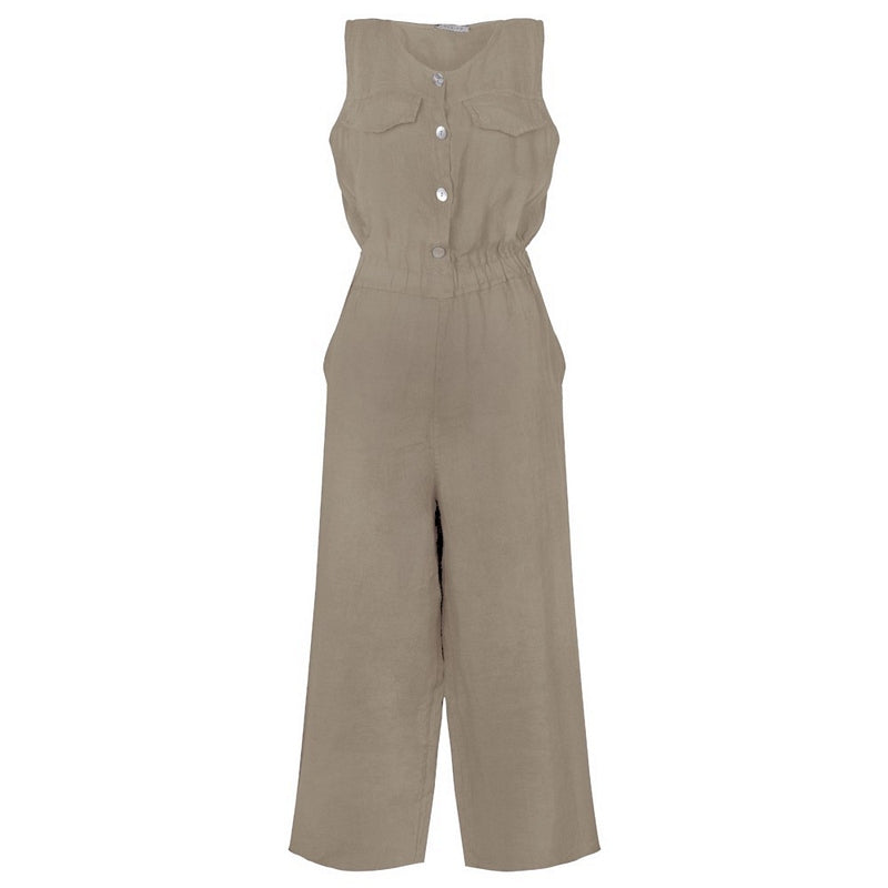 Amazing Woman Clothing Jilly Linen Jumpsuit Fango front no tie