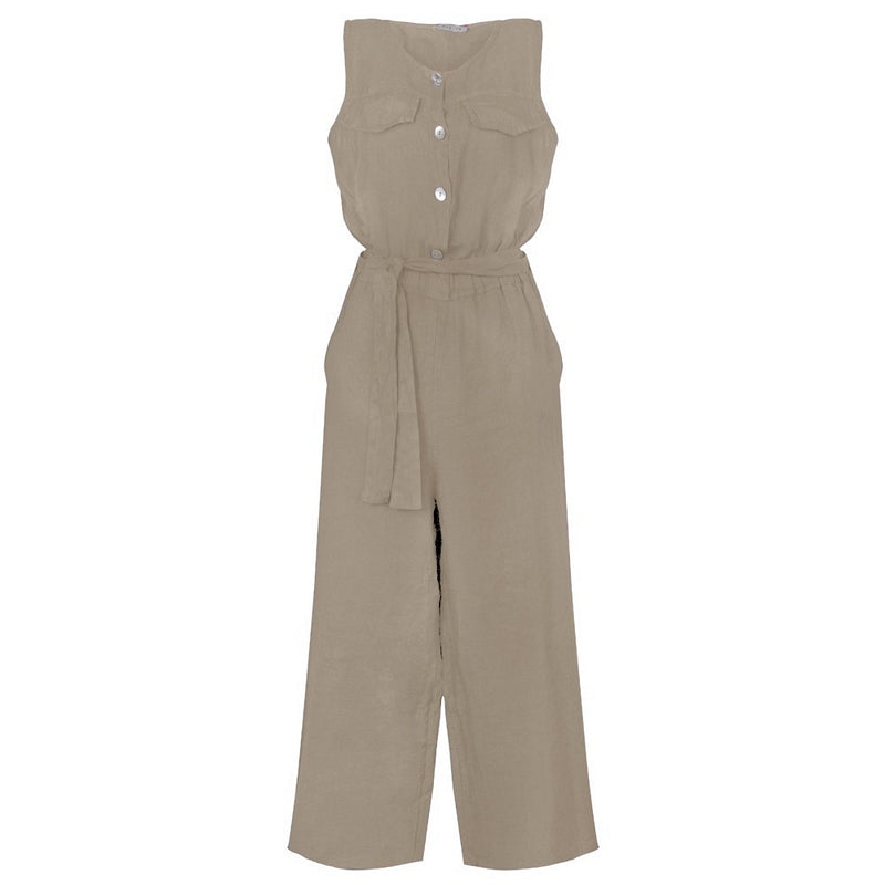 Amazing Woman Clothing Jilly Linen Jumpsuit Fango front with tie