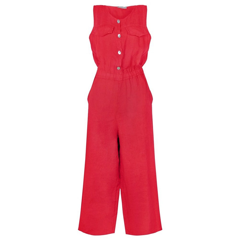 Amazing Woman Clothing Jilly Linen Jumpsuit Fragola front no tie