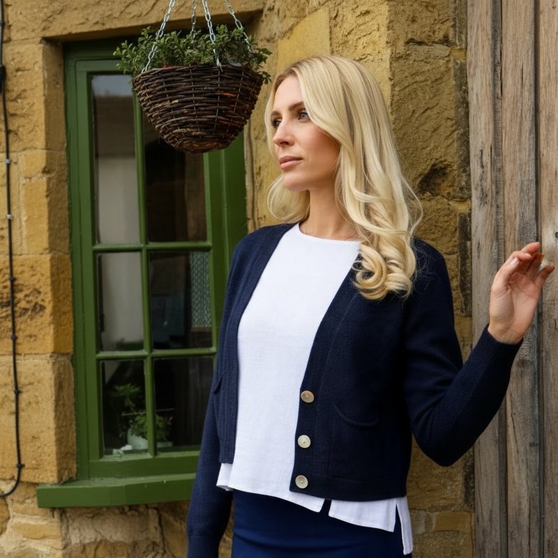 Amazing Woman Clothing Pook Crop Boxy Cardigan French Navy on model lifestyle