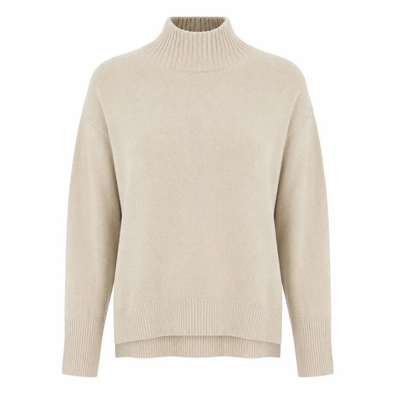 Amazing Woman Clothing Ruby High Neck Easy Fit Jumper Beige Marl front