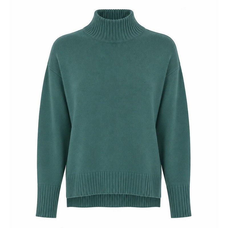Amazing Woman Clothing Ruby High Neck Easy Fit Jumper Petrol front