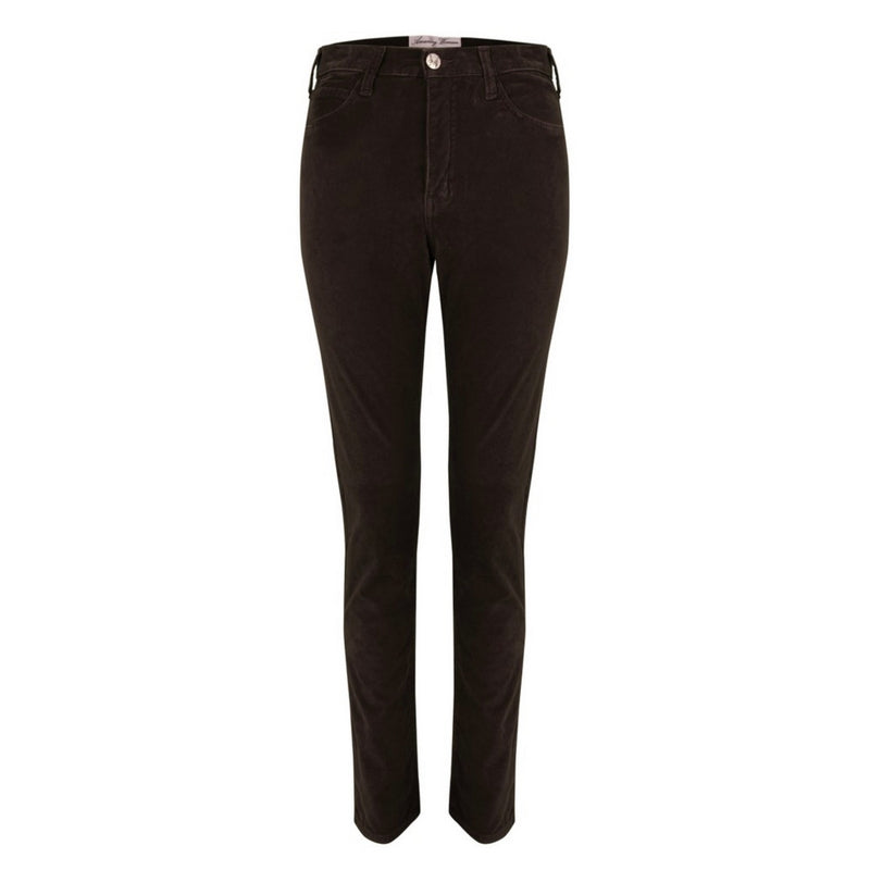Amazing Woman Clothing Velvet Straight Leg Jean in Chocolate front
