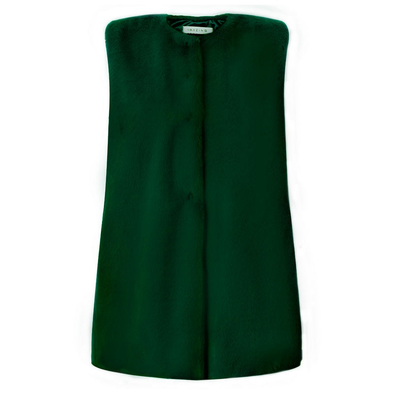 Amazing Woman Cuddle Faux Fur Gilet Petrol Green