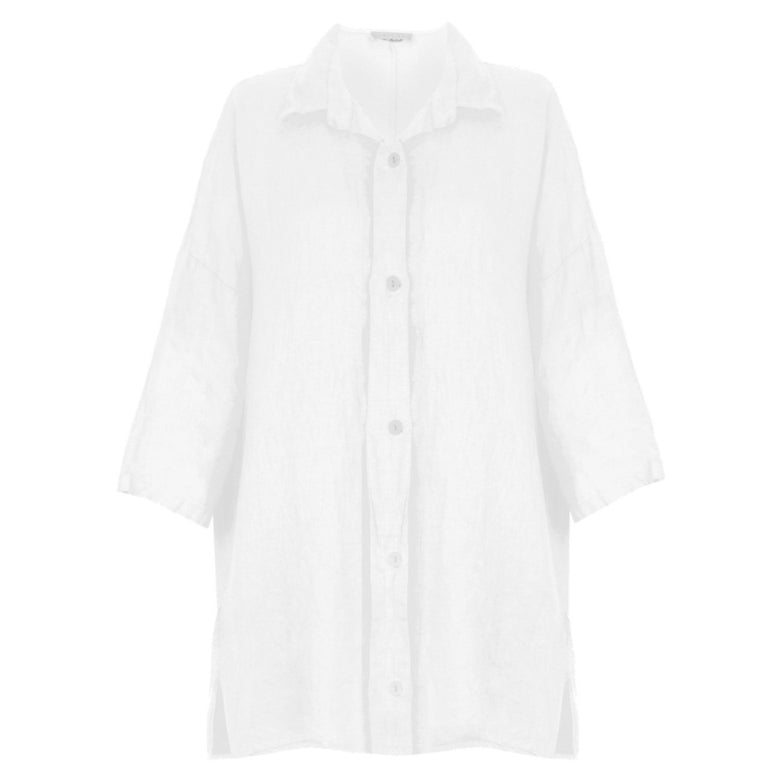Amazing Woman Finty Oversized Linen Shirt in White