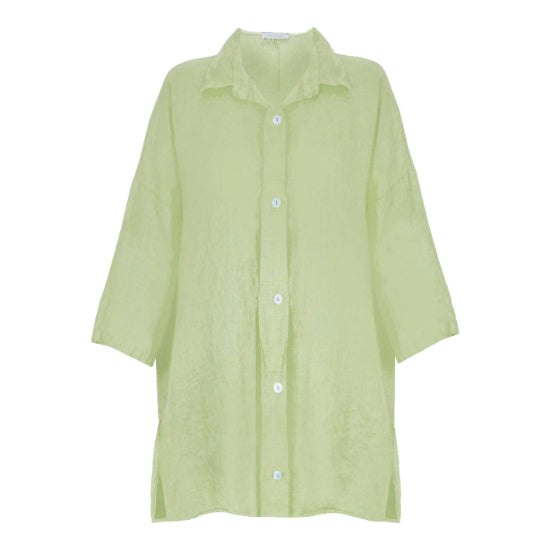 Amazing Woman Finty X Oversized Linen Shirt Leek Green front