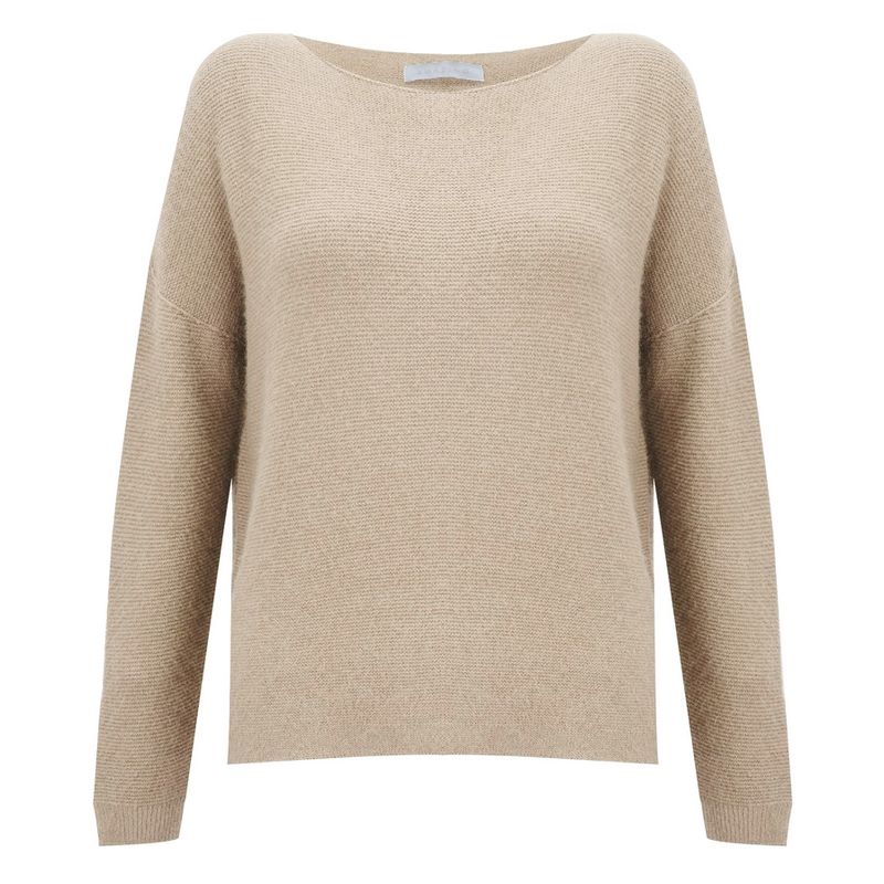 Amazing Woman Jenna Fine Rib Round Neck Jumper Beige front